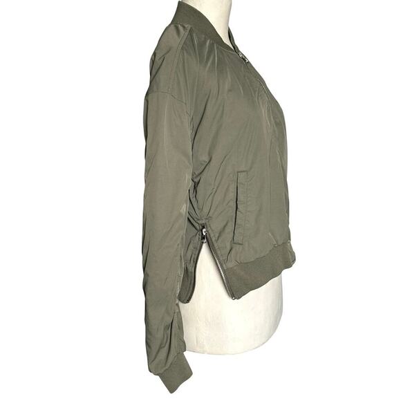 Evereve Flight Bomber Jacket Womens XS in Olive Green - Picture 9 of 13